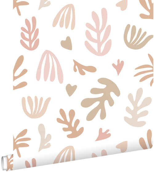ESTAhome behang planten in Matisse stijl beige, roze en wit - 50 x 900 cm - 131017 - vtwonen shop
