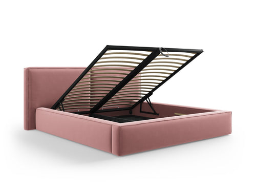 Micadoni Opbergbed met hoofdeinde Jodie 180x200cm, flueel, roze - 228x234x108cm