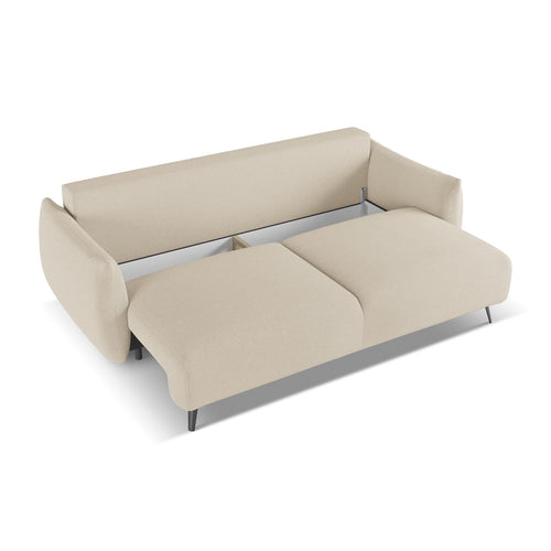LaMiaSofa 3-zits slaapbank Genova - chenille stof - donkerbeige - 230x105x86