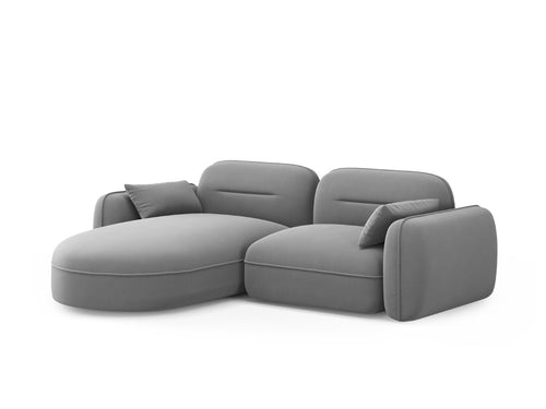 Cosmopolitan Design Modulaire hoekbank links Sydney 3-zits, flueel, lichtgrijs - 165x230x70cm