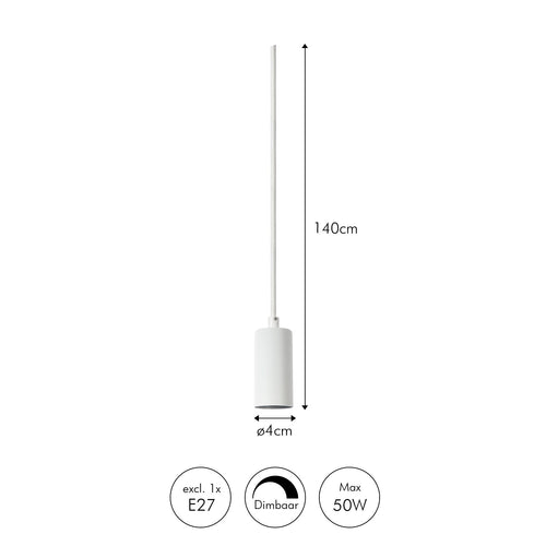 Atmooz hanglamp Freely voor railverlichting - wit - Ø 4 x H 140 cm - E27