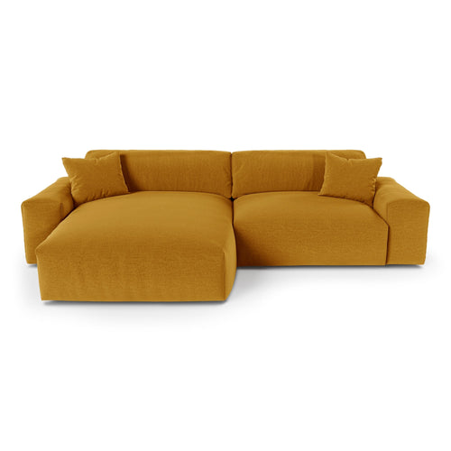 Premium Interiors - Linkerhoekbank CHEER - zacht aanvoelende geweven stof  mosterd 312cm