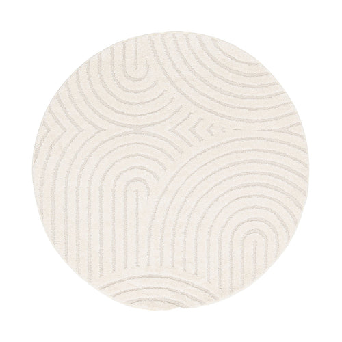 AFK Living vloerkleed Groove - reliëfeffect - wit - 120 x 120 cm