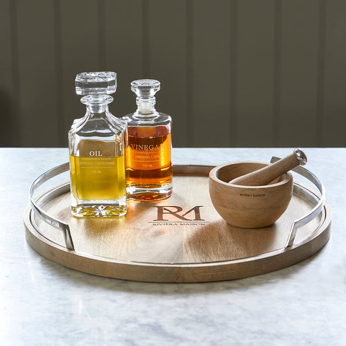 Rivièra Maison RM Coventry Serving Tray - Mangohout, Aluminium - Naturel - vtwonen shop