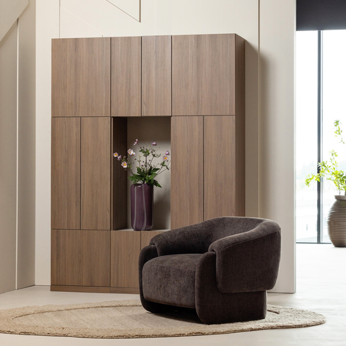 WOOOD vaas Arles - Glas - Paars Met Streep Naturel - 40x20x20