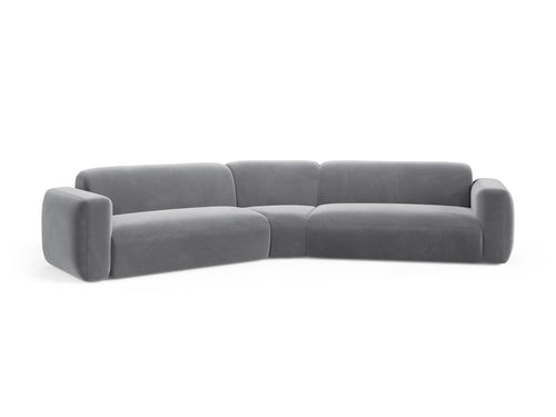 Cosmopolitan Design Symmetrische modulaire hoekbank Strino 3-zits, flueel grijs - 210x344x78cm
