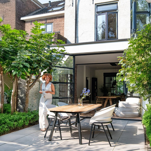 Hartman Tuintafel Tubb - Naturel/Zwart Teakhout - 185x100x75cm - vtwonen shop