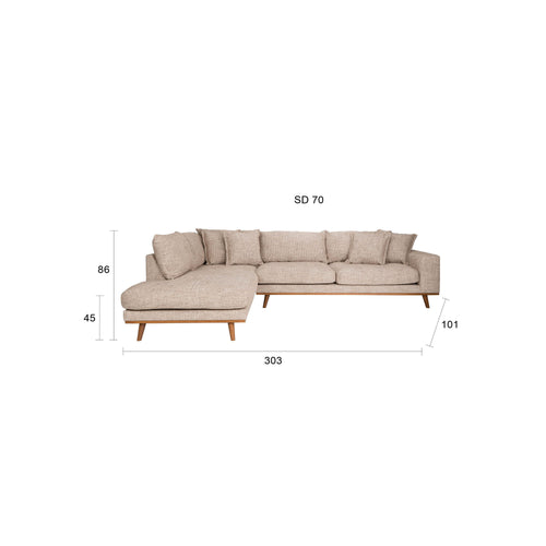 Housecraft Living Hagen 4,5 zitsbank/ hoekbank Links Bruin