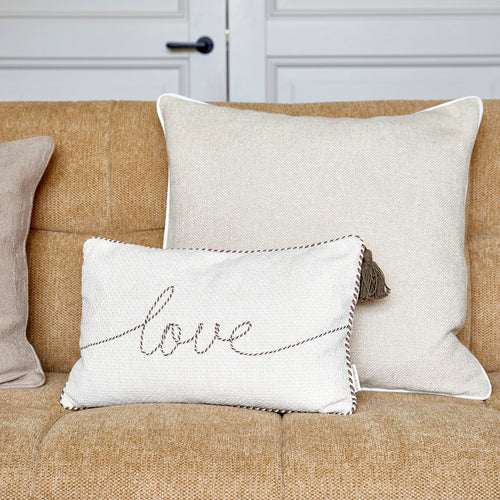 Rivièra Maison With Love Pillow Cover 50x30 - Polyester - Beige - vtwonen shop