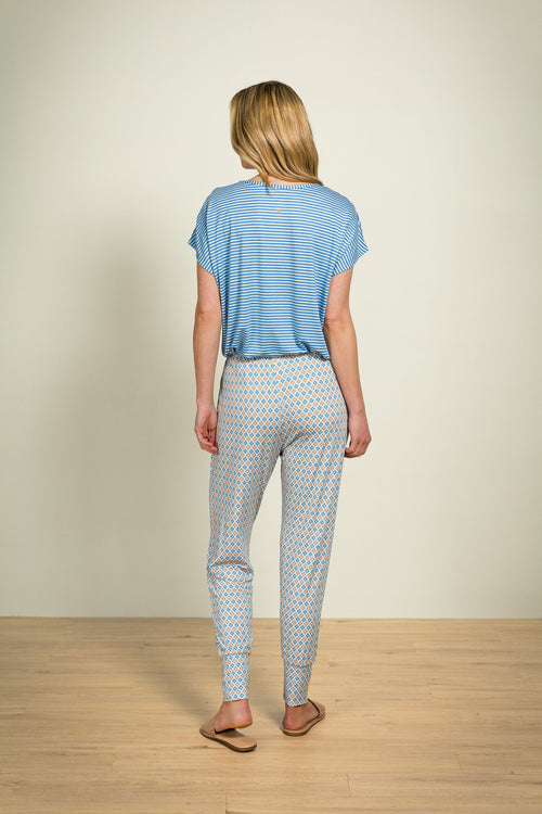 Pip Studio - Tatum Pyjama Shirt - Dames - Little Sumo Stripe - Blauw - XXL