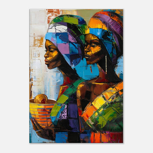 Artfulprints Canvas Colourful sisters canvas - 40x60 cm - Meerkleurig