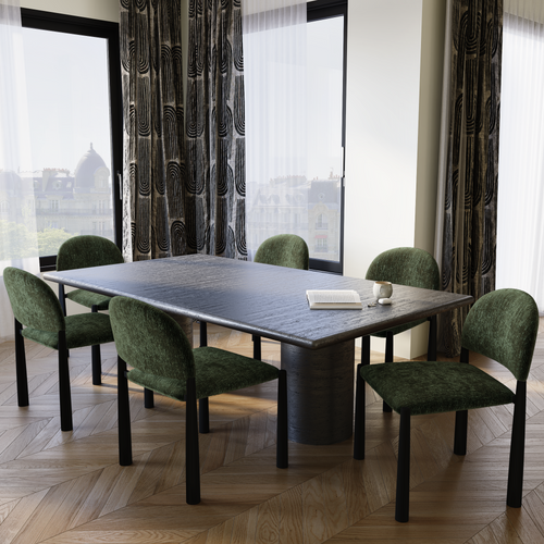 Sia Home - Eetkamerstoel MILO - Fluweel met structuur - Kaki groen - 53cm