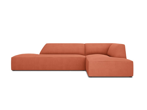 Micadoni rechter hoekbank Ruby 4-zits, structurele stof, koraal - 180x273x69cm