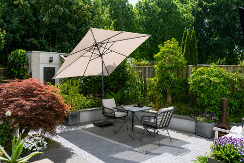 Garden Impressions Lotus parasolset 250x250 ecru met voet en hoes