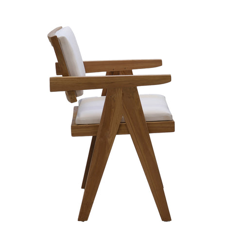 DÉJA Living Eetkamerstoel Lowen - Stof/Teakhout - Beige - Met Armleuning - Set van 2 - vtwonen shop