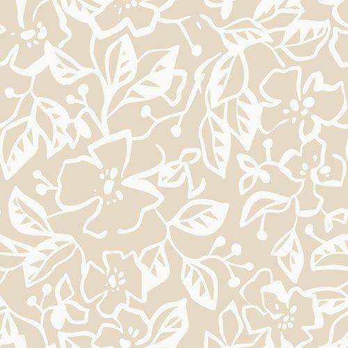ESTAhome behang bladeren en bloemen lichtbeige - 50 x 900 cm - 131371 - vtwonen shop