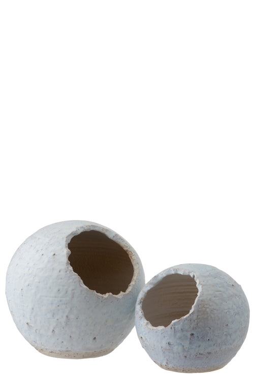 J-Line bloempot Schuin - keramiek - wit/parelmoer - large -  Ø 23.5 cm - vtwonen shop