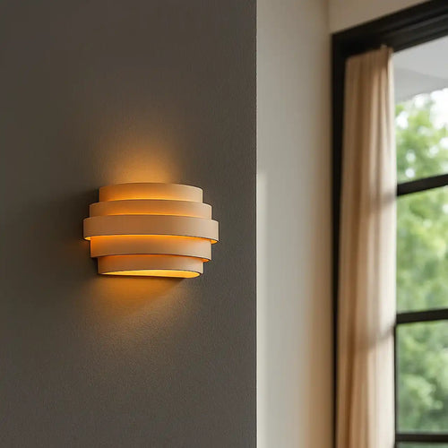 Highlight wandlamp Scudo - 1 lichts - 12.5  x 12.5   cm - beige