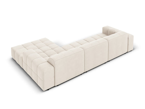 Cosmopolitan Design rechter hoekbank Chicago 4-zits, flueel lichtbeige - 167x294x78cm