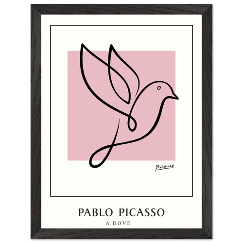 Artfulprints Poster met Lijst Pablo Picasso - A dove   - 30x40 cm - Roze