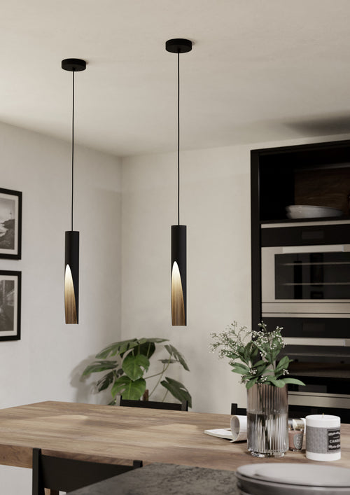 EGLO hanglamp Barbotto - gu10 - ø 6 cm - zwart/bruin - staal