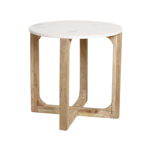 Marmeren bijzettafel rond - wit - 50x50x50 cm