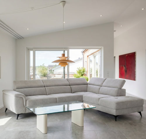 Furnhouse chaise longue bank rechts Betis - Grijs - Stof - 95x290x90
