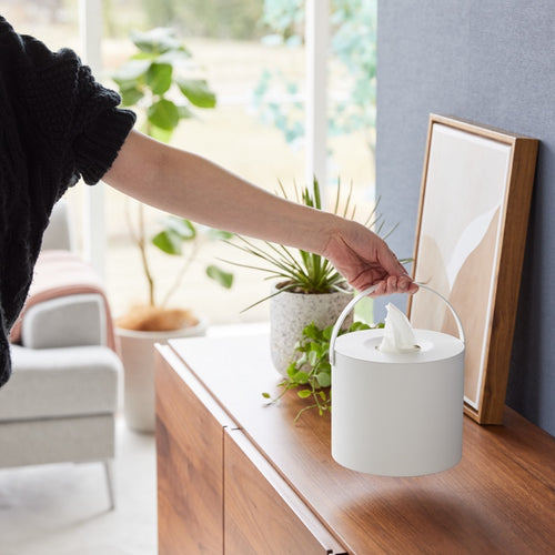 Yamazaki Tissuebox Rond met Handvat - Tower - Wit - vtwonen shop