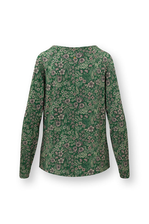 Pip Studio - Tina Pyjama t-shirt - Lange mouw Dames - Daisy Dreams - Groen - L