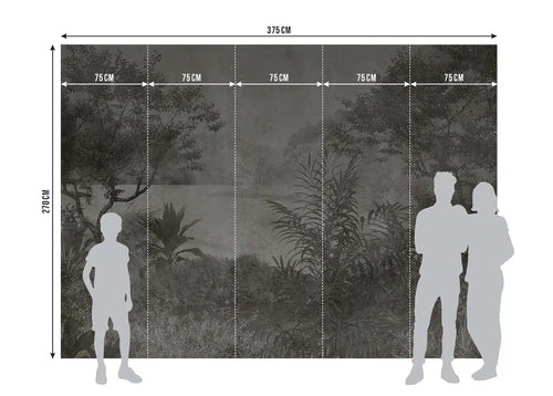 Sanders & Sanders fotobehang landschap met een meer grijs - 375 x 270 cm - 601442