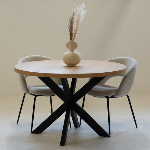 Giga Meubel Eettafel Vancouver - Rond - Eiken fineer - 120cm - vtwonen shop