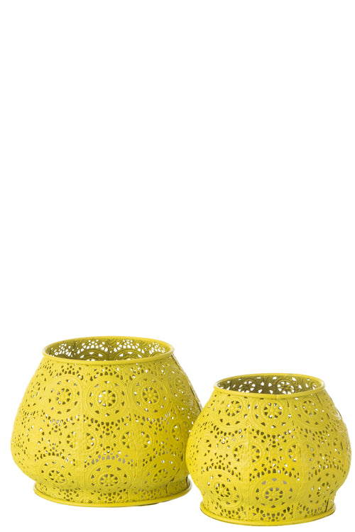 J-Line theelichthouder Cylinder - metaal/glas - geel - large - vtwonen shop