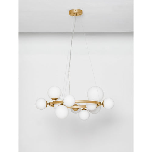 Nova Luce ODILLIA Bolvormige hanglamp voor plafond, opaal, matgoud, LED G9 11x5W