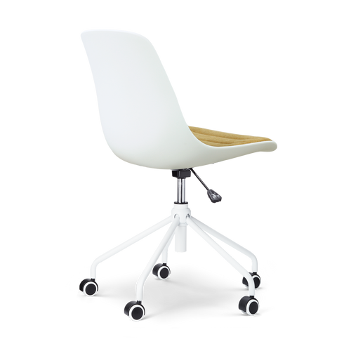 Nolon Nout-Liv eetkamerstoel wit met warm oker zitkussen - wit onderstel