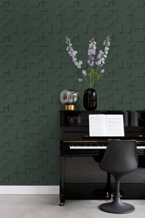 Origin Wallcoverings behang 3D kubussen donkergroen - 50 x 900 cm - 347899 - vtwonen shop