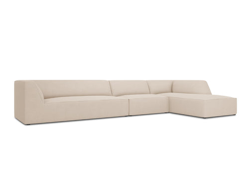 Micadoni rechter hoekbank Ruby 5-zits, structurele stof, beige - 180x366x69cm