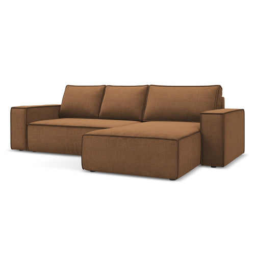 LaMiaSofa hoekbank rechts Livorno - textuurstof - terracotta - 290x185x82