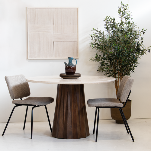 Giga Meubel Eettafel Faiza - Rond - Marmer - 150cm