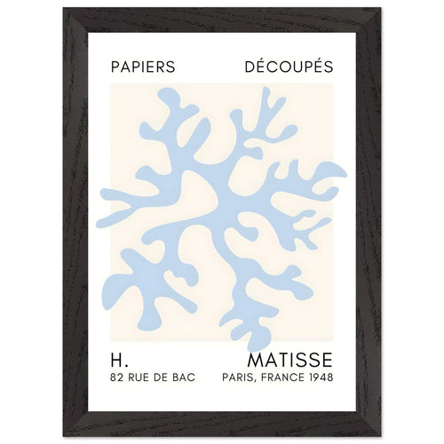 Artfulprints Poster met Lijst Matisse – Dreamy coral flower light blue   - A4 21x29.7 cm - Blauw