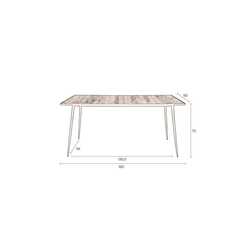 Dutchbone Pepper Eettafel Bruin 160X90 - vtwonen shop