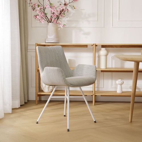 Nolon Noa-Eef Eetkamerstoel Beige Gemêleerd - met Armleuning - Wit