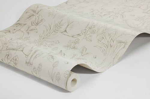 Borastapeter behang bos met bosdieren beige - 53 cm x 10.05 m - 660606 - vtwonen shop