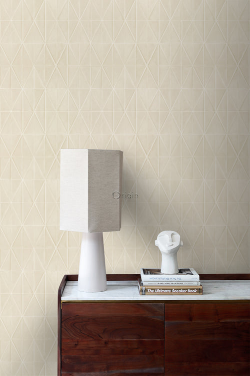 Origin Wallcoverings eco-texture vliesbehang origami motief zand beige - 0,53 x 10,05 m - 347855 - vtwonen shop