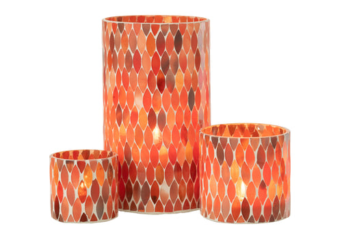 J-Line windlicht Mozaiek Blad - glas - rood/oranje - large - vtwonen shop