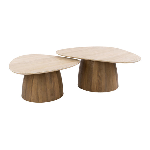 Giga Meubel Salontafel Romano Travertin – Driehoekig – Keramiek  - Set van 2