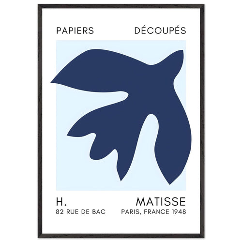 Artfulprints Poster met Lijst Matisse – Floating forms navy blue I   - 70x100 cm - Blauw