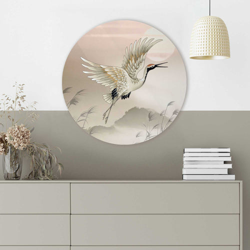 Reinders glasschilderij Kraanvogels in Pastel - Ø 50cm
