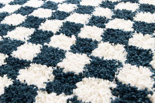 AFK Living vloerkleed  Checkers - shaggy - blauw - 080x150 cm