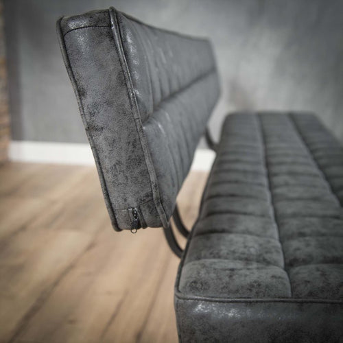 Giga Meubel Eetkamerbank Kruisstiksel - Zwart Kunstleer - 180cm
