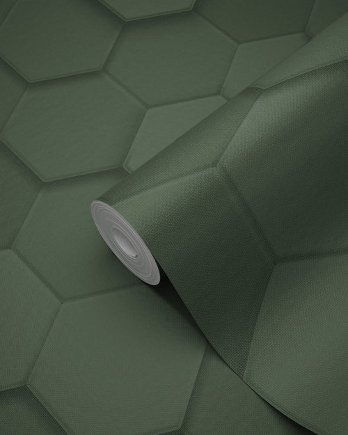 Origin Wallcoverings behang 3d hexagon motief donkergroen - 53 cm x 10.05 m - 347852 - vtwonen shop